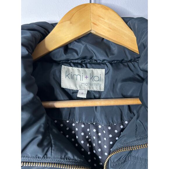 Kimi + Kai Maternity Black Long Down Fill Puffer Coat Jacket Women's Small - Picture 8 of 11